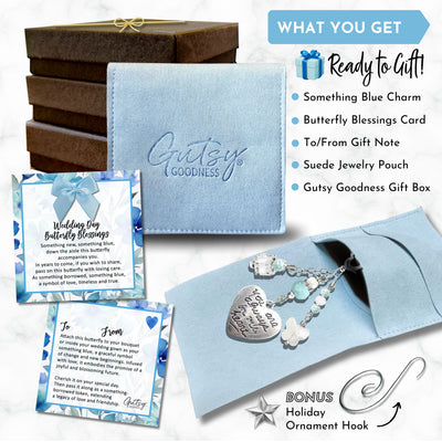 Something Blue Ice Blue Butterfly Wedding Bouquet Charm for Bride | Always In My Heart