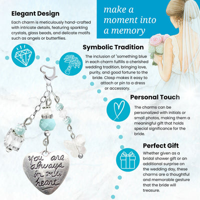 Something Blue Ice Blue Butterfly Wedding Bouquet Charm for Bride | Always In My Heart
