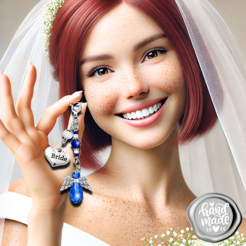 Something Blue Elemental Blue Angel Wedding Bouquet Charm for Bride, Bridal Shower Gift