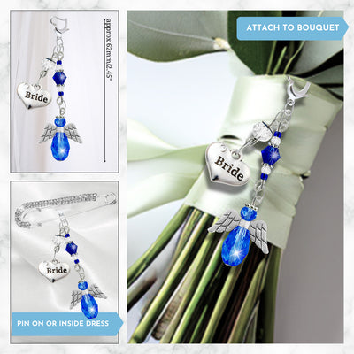 Something Blue Elemental Blue Angel Wedding Bouquet Charm for Bride, Bridal Shower Gift