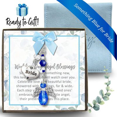 Something Blue Elemental Blue Angel Wedding Bouquet Charm for Bride, Bridal Shower Gift