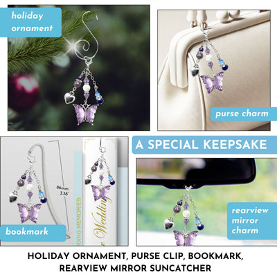Something Blue Lilac Purple Butterfly Wedding Bouquet Charm for Bride, Bridal Shower Gift