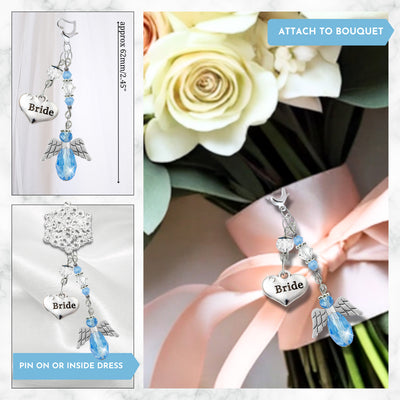 Something Blue Sky Blue Guardian Angel Wedding Bouquet Charm for Bride