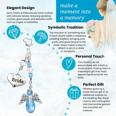 Something Blue Sky Blue Guardian Angel Wedding Bouquet Charm for Bride