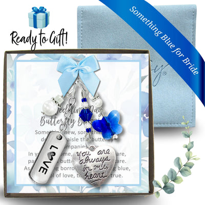 Something Blue Royal Blue Butterfly Wedding Bouquet Charm for Bride | Always In My Heart