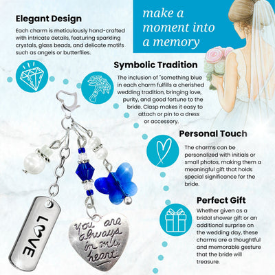 Something Blue Royal Blue Butterfly Wedding Bouquet Charm for Bride | Always In My Heart