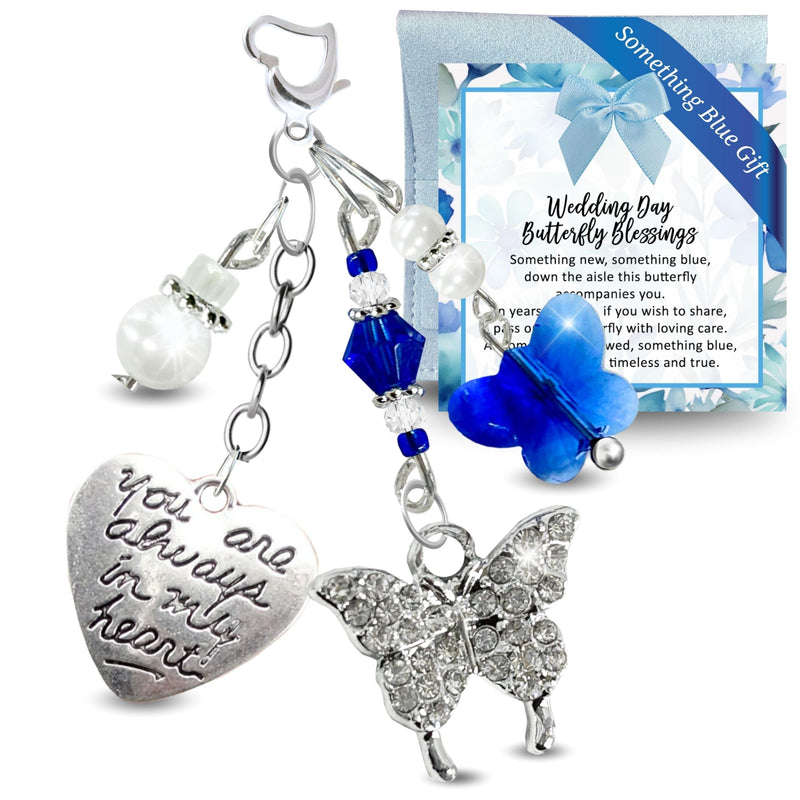 Something Blue Royal Blue Butterfly Wedding Bouquet Charm for Bride | Always In My Heart