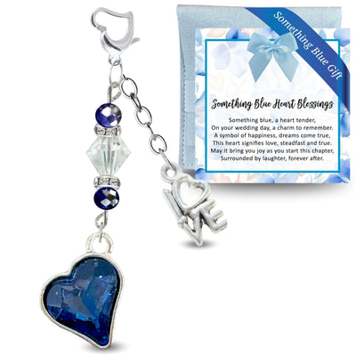 Something Blue Navy Blue Heart Wedding Bouquet Charm for Bride, Bridal Shower Gift