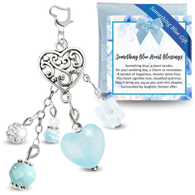 Something Blue Ice Blue Heart Wedding Bouquet Charm for Bride, Bridal Shower Gift
