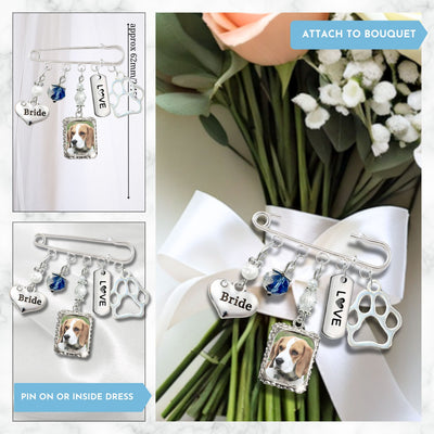 Something Blue Dog Wedding Pin for Bride | Dog Who Can't Attend, Paw Print & Photo Frame