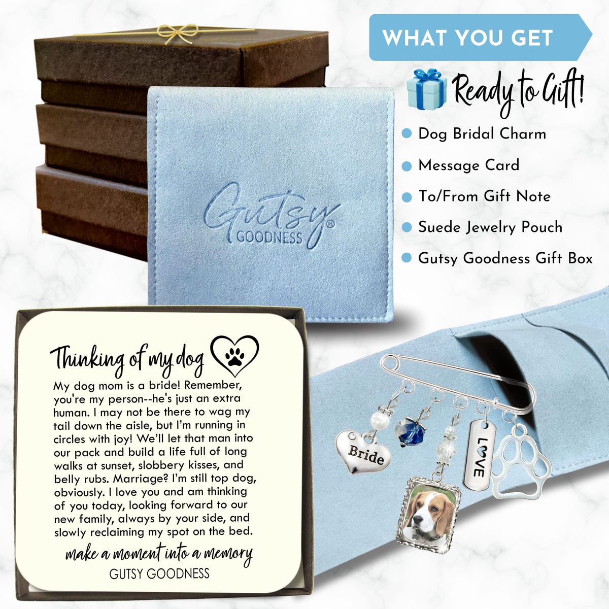Something Blue Dog Wedding Pin for Bride | Dog Who Can't Attend, Paw Print & Photo Frame