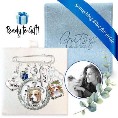 Something Blue Dog Wedding Pin for Bride | Dog Who Can't Attend, Paw Print & Photo Frame
