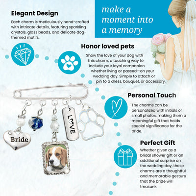 Something Blue Dog Wedding Pin for Bride | Dog Who Can't Attend, Paw Print & Photo Frame