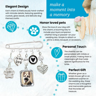 Something Blue Dog Memory Wedding Pin for Bride | Paw Print, Angel Wings & Photo Frame