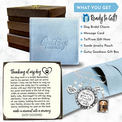 Something Blue Dog Memorial Wedding Pin for Bride | Dixie Photo Charm, Bridal Shower Gift