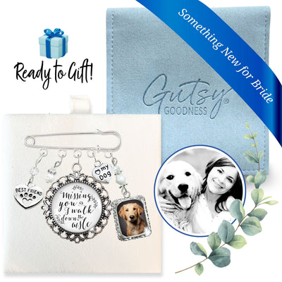 Something Blue Dog Memorial Wedding Pin for Bride | Dixie Photo Charm, Bridal Shower Gift