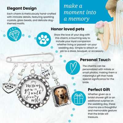 Something Blue Dog Memorial Wedding Pin for Bride | Dixie Photo Charm, Bridal Shower Gift