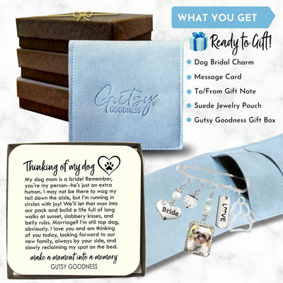 Something Blue Wedding Pin for Bride | Love My Dog Who Can't Attend, Paw Print Charm