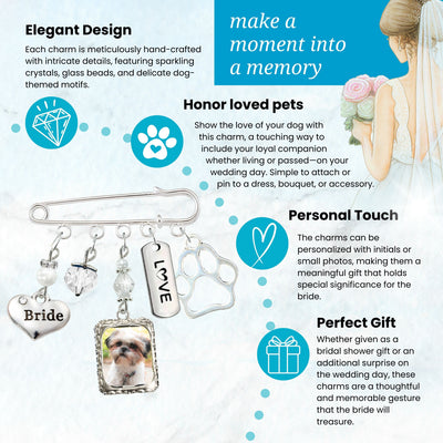 Something Blue Wedding Pin for Bride | Love My Dog Who Can't Attend, Paw Print Charm