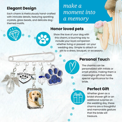 Something Blue Dog Memorial Wedding Pin for Bride | Angel, Paw Print & Custom Photo
