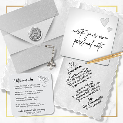 Grandmother of Bride Gift | Scalloped Wedding Handkerchief from Granddaughter + Keepsake Card | For Grandma Not Attending Ceremony