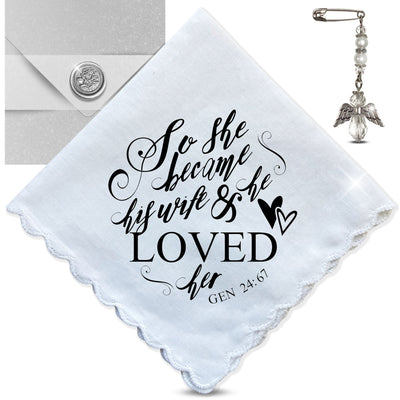 Wedding Gift Handkerchief for Wife to Be From Groom | Poem Hanky + Beaded Angel | Keepsake Card & Envelope for Bride