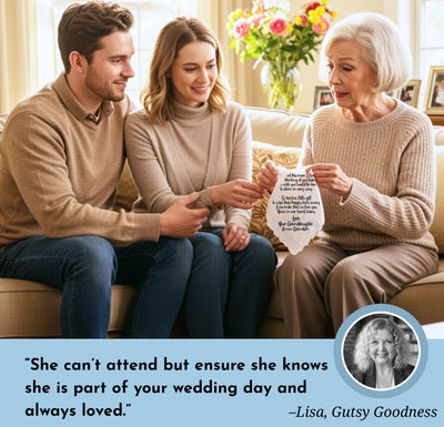 Grandmother of Groom Handkerchief Gift | Wedding Day Poem from Grandson | Grandma Not Attending Ceremony | Keepsake Hanky You're With Us
