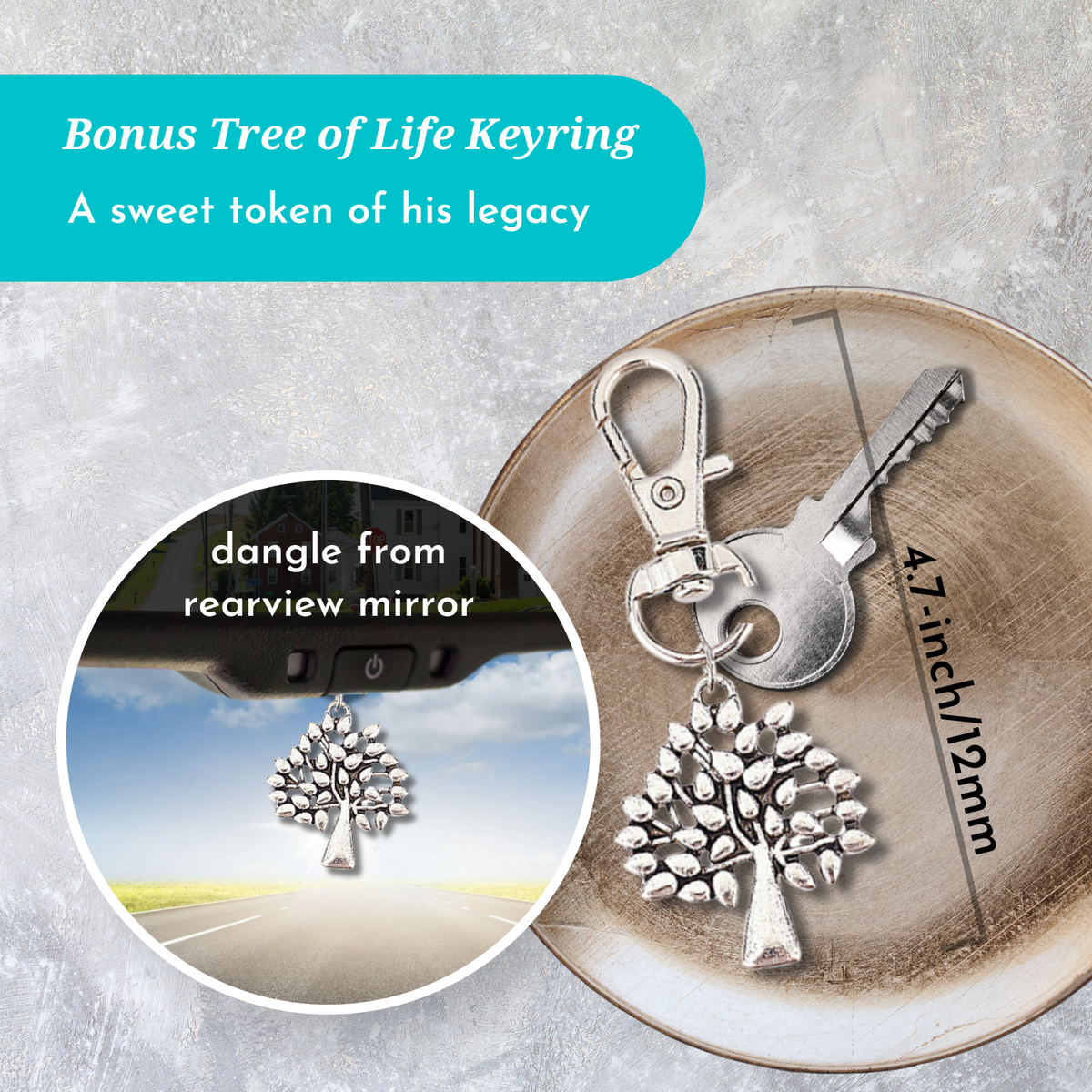 Grandfather of Bride Wedding Handkerchief Gift | From Granddaughter Poem + Tree of Life Keychain