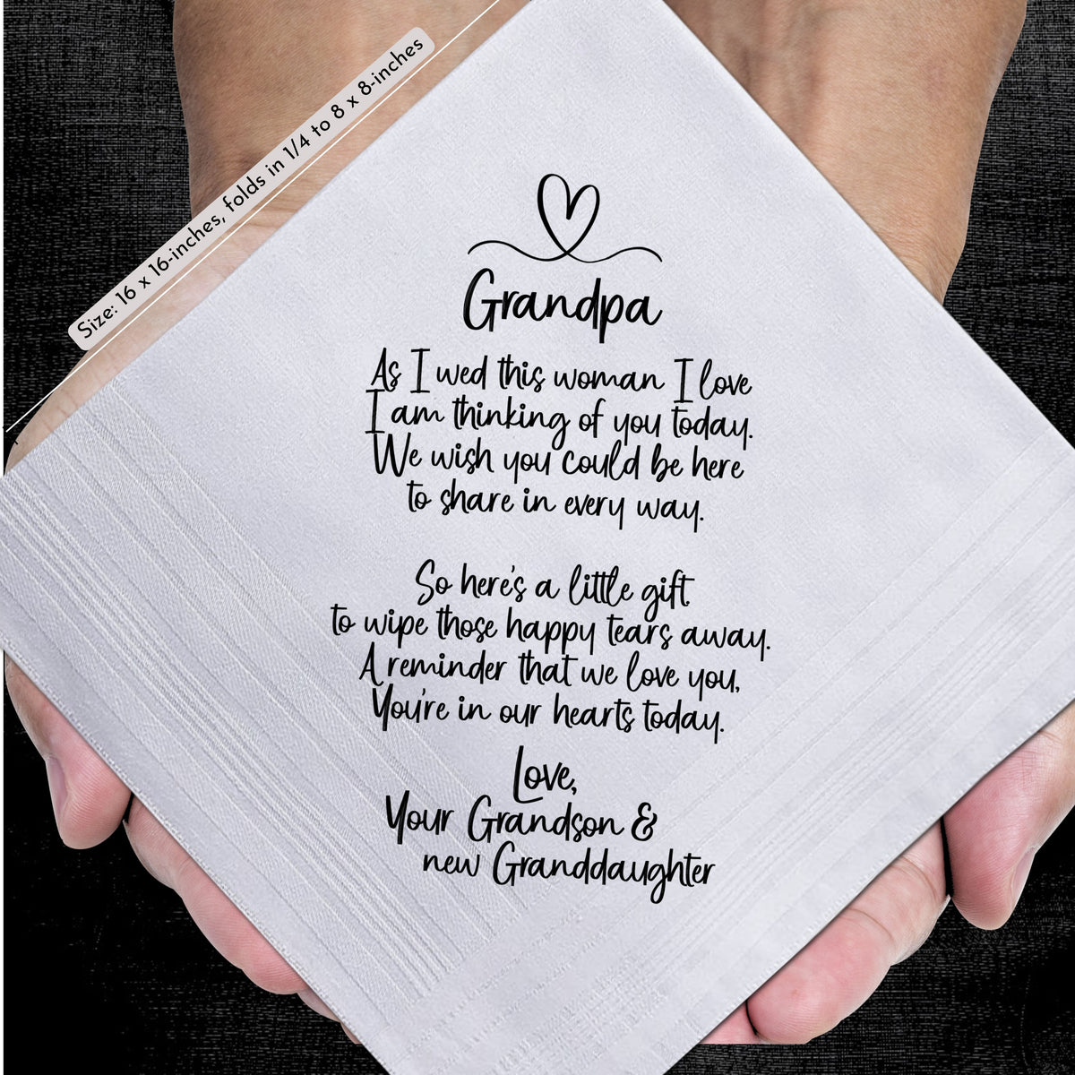 Grandfather of Bride Gift | Wedding Handkerchief from Granddaughter + Tree of Life Keychain | Keepsake for Grandpa Not Attending + Card