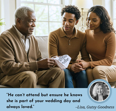 Grandfather of Bride Gift | Wedding Handkerchief from Granddaughter + Tree of Life Keychain | Keepsake for Grandpa Not Attending + Card