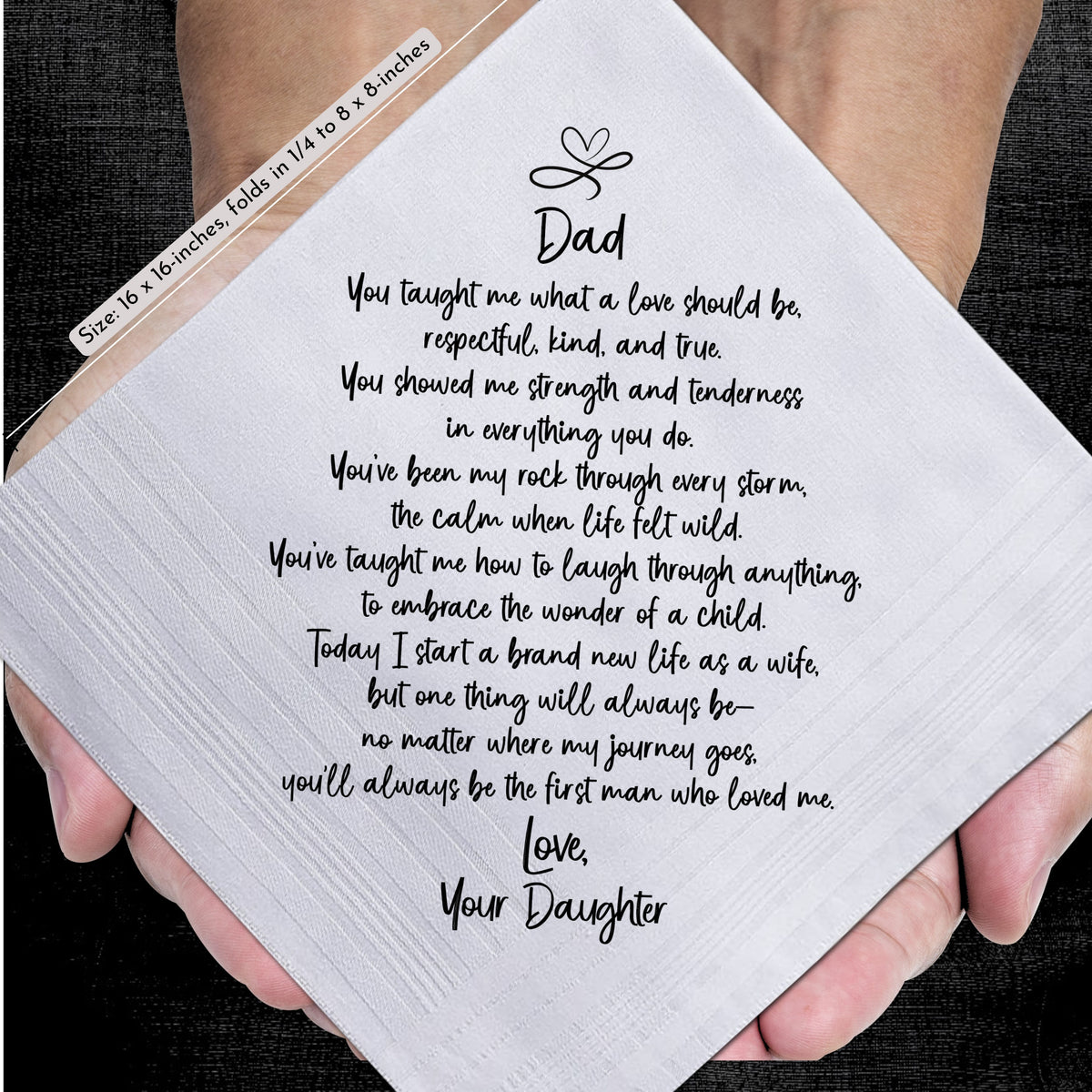 Father of the Bride Handkerchief | Sentimental Wedding Gift from Daughter with Hankie | Tree of Life Keychain & Keepsake Card with Envelope