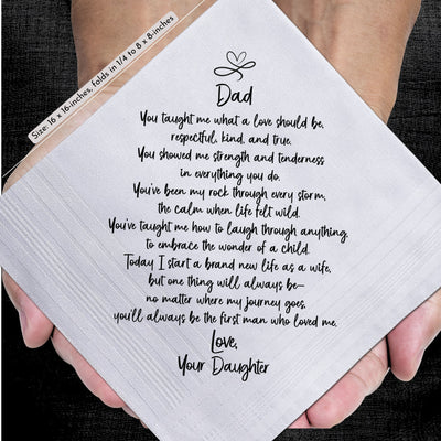 Father of the Bride Handkerchief | Sentimental Wedding Gift from Daughter with Hankie | Tree of Life Keychain & Keepsake Card with Envelope