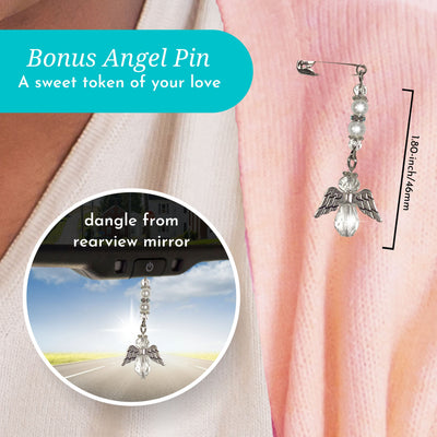 Bonus Mom or Step Mother of the Bride Handkerchief from Daughter Wedding Gift with Angel Charm Card & Wax-Sealed Envelope