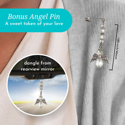 Bonus Mom or Step Mother of the Groom Handkerchief from Son Wedding Gift with Angel Charm Card & Wax-Sealed Envelope