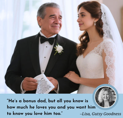 Stepdad or Bonus Dad Handkerchief | Thank You Wedding Day Gift from Bride Daughter | Keepsake Poem Hanky, Tree of Life Keychain, Envelope