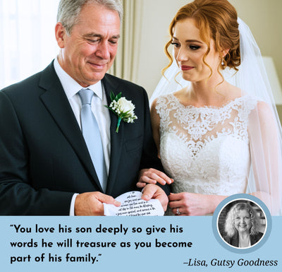 Father in Law of Bride Handkerchief Wedding Gift from New Daughter with Cotton Hankie Card Tree Keychain & Wax-Sealed Envelope