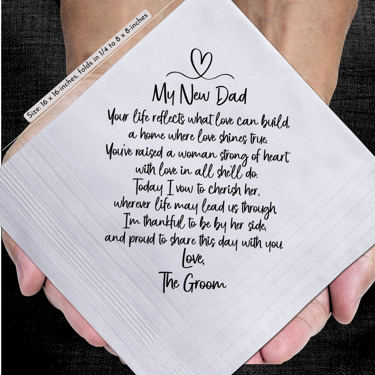 Father in Law of Groom Handkerchief | Wedding Gift from New Son | Cotton Hankie, Card, Tree of Life Keychain & Wax-Sealed Elegant Envelope