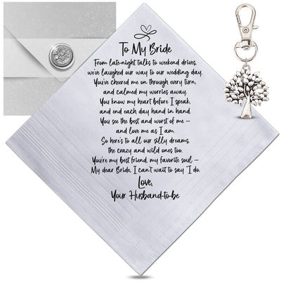 Groom Handkerchief From the Bride | On Our Wedding Day Poem | Sentimental Gift Your Wife to Be Loved You, Card, Keychain, Elegant Envelope