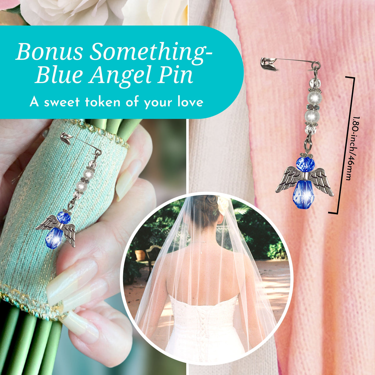 Bride Handkerchief From Groom | on Our Wedding Day Romantic Poem from Husband to Be | Something Blue Angel Charm Card & Wax-Sealed Envelope