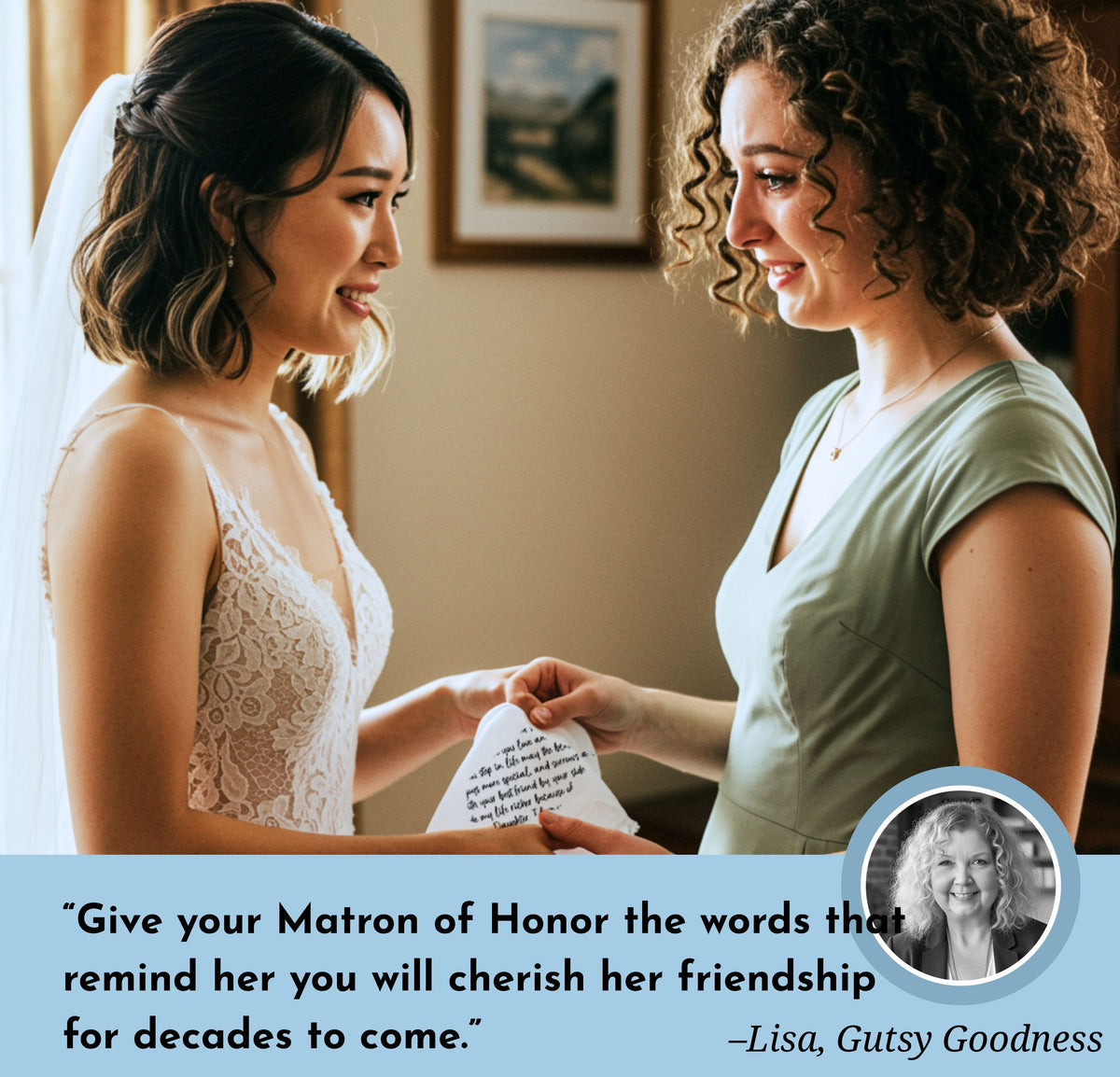 Matron of Honor Handkerchief Wedding Gift from Bride | Thank You Keepsake Poem for Morning of Letter, Angel Charm, Card, Unique Envelope