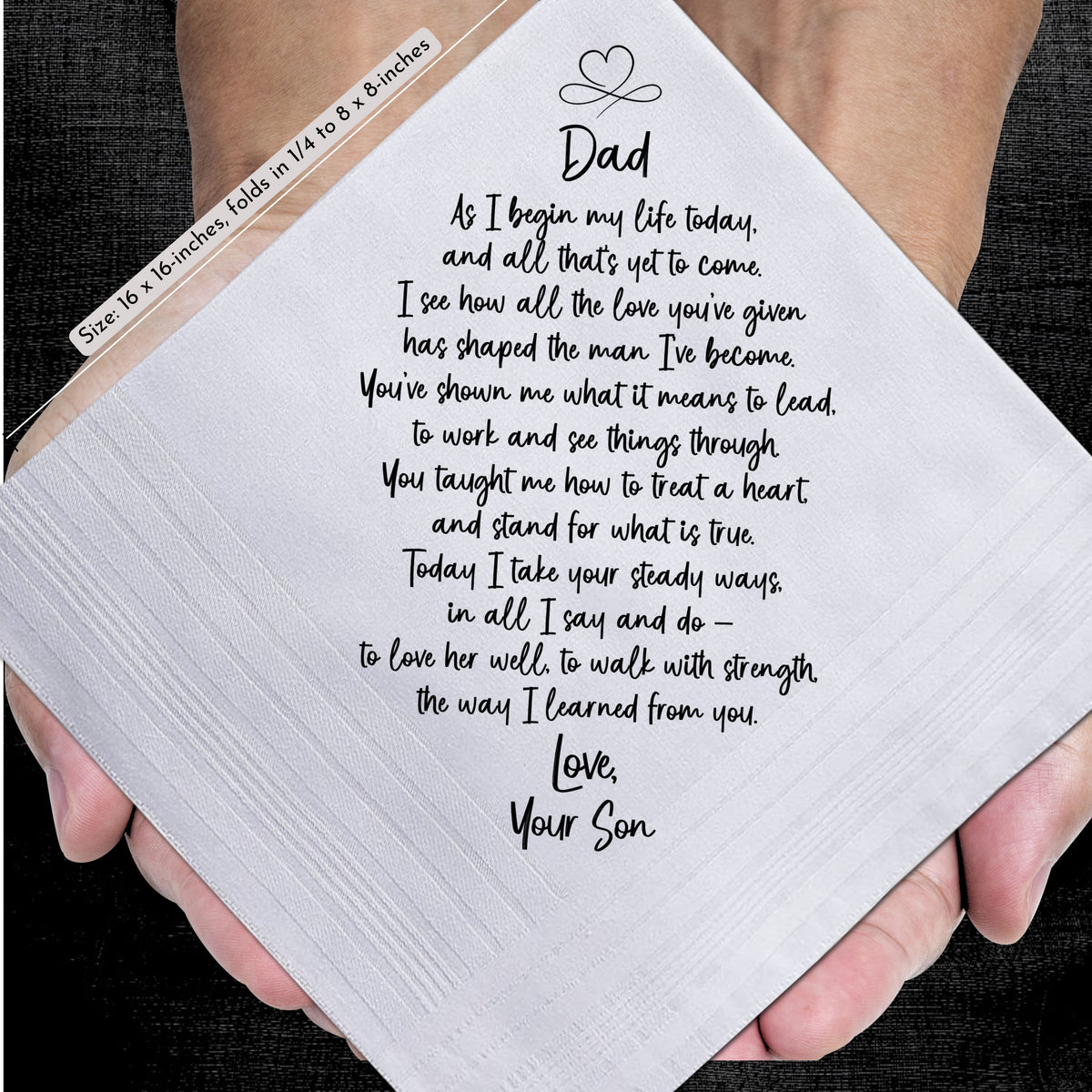 Father of the Groom Handkerchief | Wedding Gift from Son to Dad | Cotton Hankie, Tree of Life Keychain, Card & Elegant Wax-Sealed Envelope