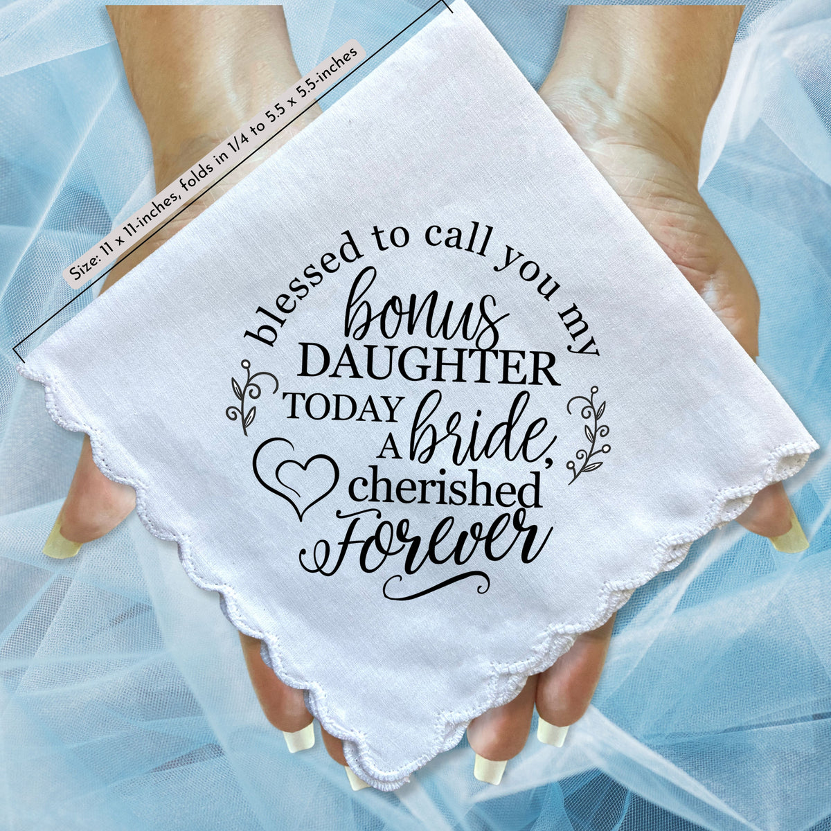 Bride Handkerchief from Mother in Law | Wedding Day Blessing to Daughter in Law | Something Blue Angel Charm & Elegant Wax-Sealed Envelope