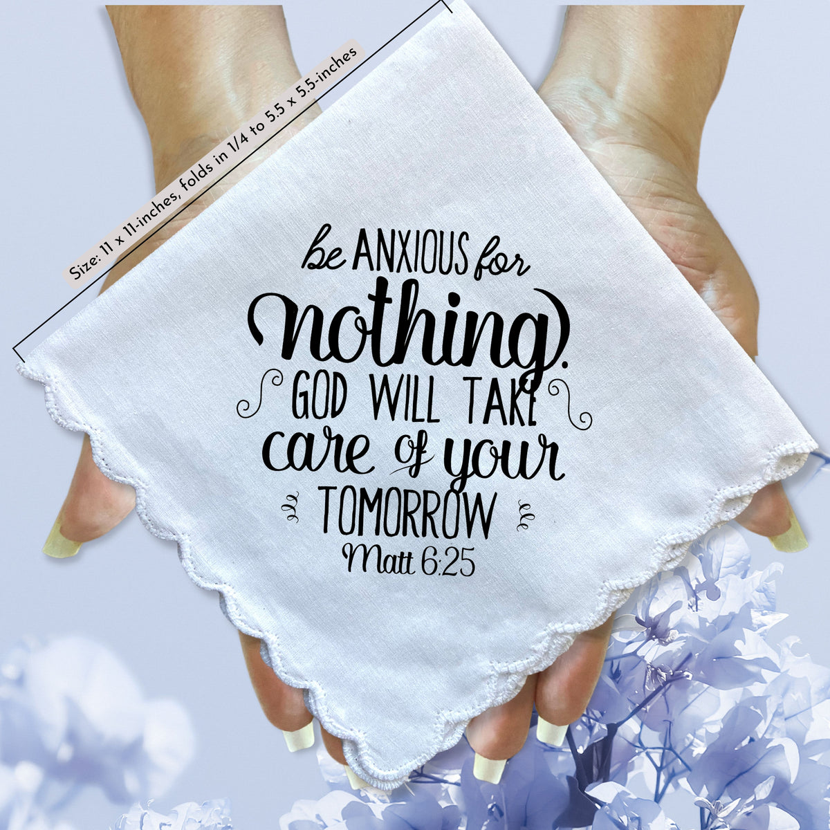 Do Not Be Anxious Thinking of You Handkerchief | Encouragement Christian Bible Support Quote Gift for Friend | Angel Charm, Card, Envelope