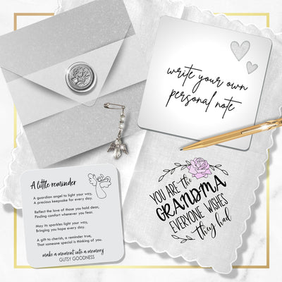 You Are the Grandma Everyone Wishes They Had Handkerchief | Birthday, Mother’s Day, or Holiday Gift | Keepsake Hanky + Angel, Card, Envelope