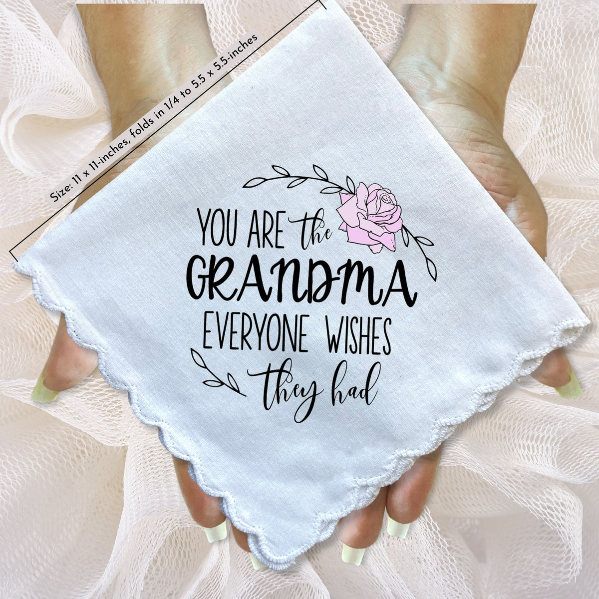 You Are the Grandma Everyone Wishes They Had Handkerchief | Birthday, Mother’s Day, or Holiday Gift | Keepsake Hanky + Angel, Card, Envelope