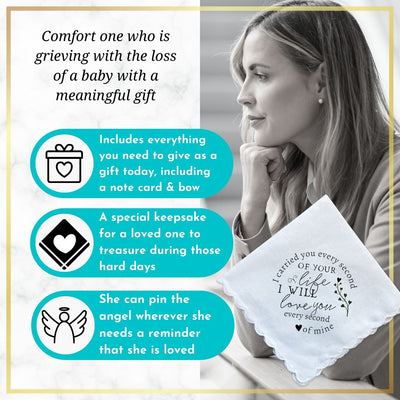 Miscarriage Keepsake Handkerchief | I Carried You Every Day Poem | Baby Loss Gift for Mom | Sympathy Hanky + Card, Angel Grief Gift for Her