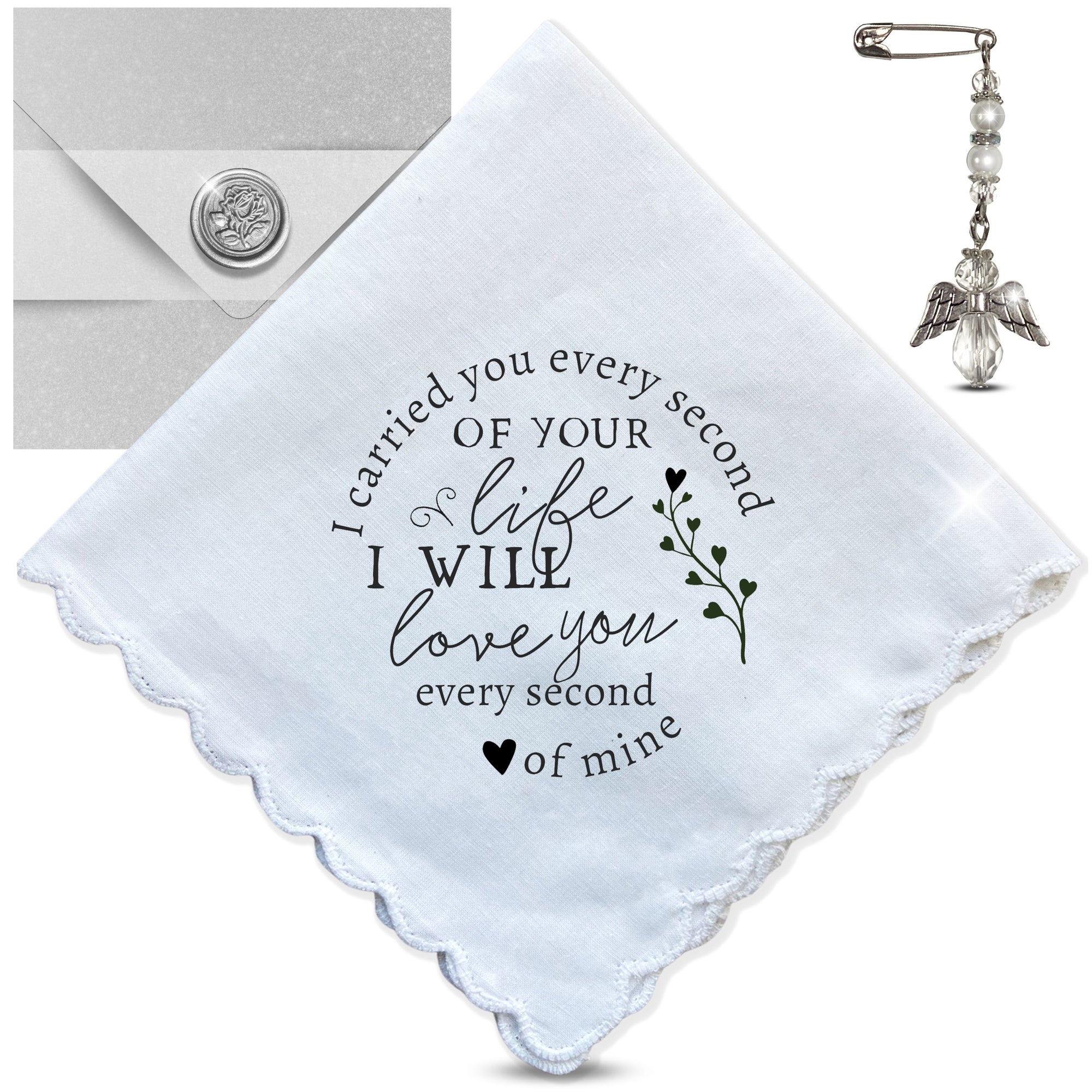 Miscarriage Sympathy Handkerchief | I Carried You Every Day Poem | Baby Pregnancy Loss Gift for Mom | Hanky + Card, Angel Grief Gift for Her