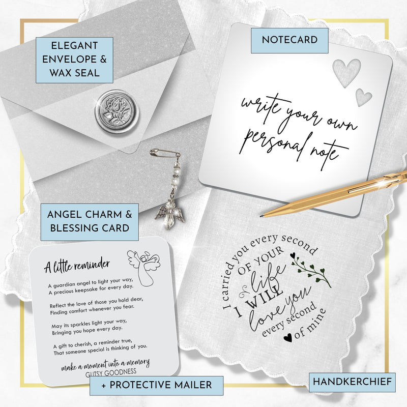 Miscarriage Sympathy Handkerchief | I Carried You Every Day Poem | Baby Pregnancy Loss Gift for Mom | Hanky + Card, Angel Grief Gift for Her