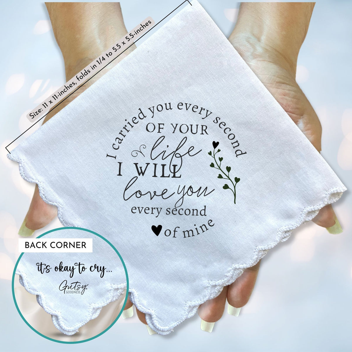 Miscarriage Sympathy Handkerchief | I Carried You Every Day Poem | Baby Pregnancy Loss Gift for Mom | Hanky + Card, Angel Grief Gift for Her