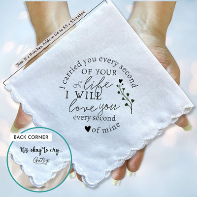 Miscarriage Sympathy Handkerchief | I Carried You Every Day Poem | Baby Pregnancy Loss Gift for Mom | Hanky + Card, Angel Grief Gift for Her